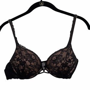 Vintage Victoria Secret black lace push up bra